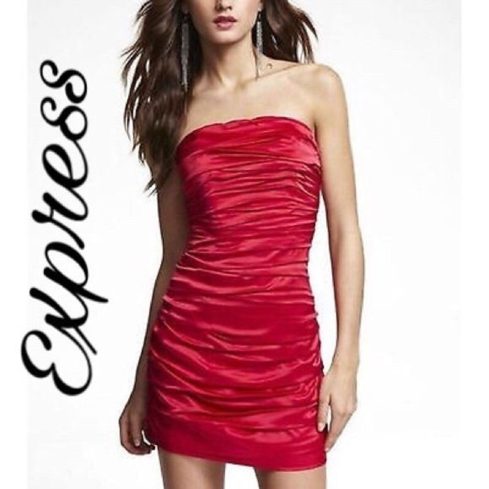 Express red strapless dress with attachable straps
